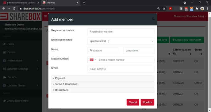 Adminweb Demo Workshop add customer screenshot