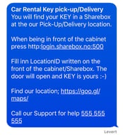 SMS to Car Rental Key Pick-up